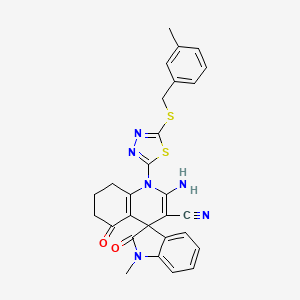 molecular formula C28H24N6O2S2 B4310980 2'-amino-1-methyl-1'-{5-[(3-methylbenzyl)thio]-1,3,4-thiadiazol-2-yl}-2,5'-dioxo-1,2,5',6',7',8'-hexahydro-1'H-spiro[indole-3,4'-quinoline]-3'-carbonitrile 