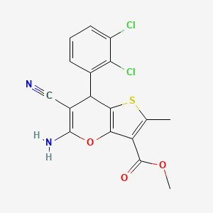 molecular formula C17H12Cl2N2O3S B4310995 methyl 5-amino-6-cyano-7-(2,3-dichlorophenyl)-2-methyl-7H-thieno[3,2-b]pyran-3-carboxylate 