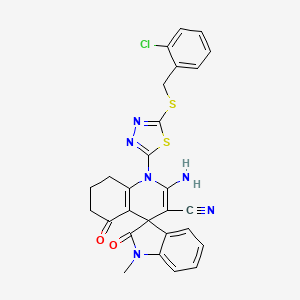 molecular formula C27H21ClN6O2S2 B4311003 2'-amino-1'-{5-[(2-chlorobenzyl)thio]-1,3,4-thiadiazol-2-yl}-1-methyl-2,5'-dioxo-1,2,5',6',7',8'-hexahydro-1'H-spiro[indole-3,4'-quinoline]-3'-carbonitrile 