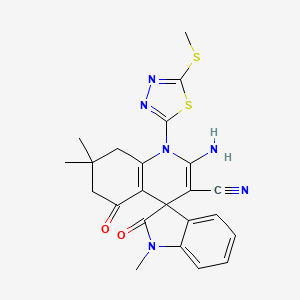 molecular formula C23H22N6O2S2 B4311008 2'-amino-1,7',7'-trimethyl-1'-[5-(methylsulfanyl)-1,3,4-thiadiazol-2-yl]-2,5'-dioxo-1,2,5',6',7',8'-hexahydro-1'H-spiro[indole-3,4'-quinoline]-3'-carbonitrile 