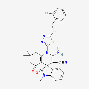 2'-amino-1'-{5-[(2-chlorobenzyl)thio]-1,3,4-thiadiazol-2-yl}-1,7',7'-trimethyl-2,5'-dioxo-1,2,5',6',7',8'-hexahydro-1'H-spiro[indole-3,4'-quinoline]-3'-carbonitrile