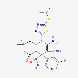 2'-amino-5-fluoro-1'-[5-(isopropylthio)-1,3,4-thiadiazol-2-yl]-7',7'-dimethyl-2,5'-dioxo-1,2,5',6',7',8'-hexahydro-1'H-spiro[indole-3,4'-quinoline]-3'-carbonitrile