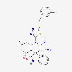 molecular formula C29H26N6O2S2 B4311045 2'-amino-7',7'-dimethyl-1'-{5-[(3-methylbenzyl)thio]-1,3,4-thiadiazol-2-yl}-2,5'-dioxo-1,2,5',6',7',8'-hexahydro-1'H-spiro[indole-3,4'-quinoline]-3'-carbonitrile 