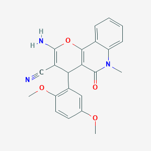 molecular formula C22H19N3O4 B4311055 2-amino-4-(2,5-dimethoxyphenyl)-6-methyl-5-oxo-5,6-dihydro-4H-pyrano[3,2-c]quinoline-3-carbonitrile 