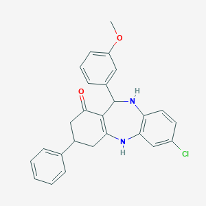 molecular formula C26H23ClN2O2 B431106 7-chloro-11-(3-methoxyphenyl)-3-phenyl-2,3,4,5,10,11-hexahydro-1H-dibenzo[b,e][1,4]diazepin-1-one 