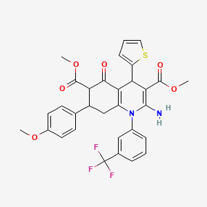 DIMETHYL 2-AMINO-7-(4-METHOXYPHENYL)-5-OXO-4-(2-THIENYL)-1-[3-(TRIFLUOROMETHYL)PHENYL]-1,4,5,6,7,8-HEXAHYDRO-3,6-QUINOLINEDICARBOXYLATE