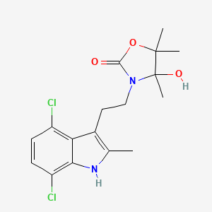 molecular formula C17H20Cl2N2O3 B4311105 3-[2-(4,7-DICHLORO-2-METHYL-1H-INDOL-3-YL)ETHYL]-4-HYDROXY-4,5,5-TRIMETHYL-1,3-OXAZOLAN-2-ONE 