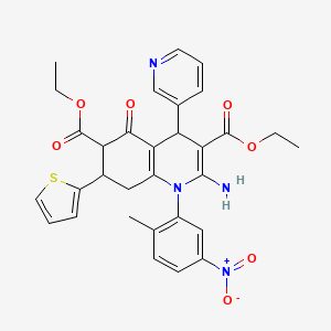 molecular formula C31H30N4O7S B4311117 DIETHYL 2-AMINO-1-(2-METHYL-5-NITROPHENYL)-5-OXO-4-(3-PYRIDYL)-7-(2-THIENYL)-1,4,5,6,7,8-HEXAHYDRO-3,6-QUINOLINEDICARBOXYLATE 