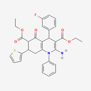 DIETHYL 2-AMINO-4-(3-FLUOROPHENYL)-5-OXO-1-PHENYL-7-(2-THIENYL)-1,4,5,6,7,8-HEXAHYDRO-3,6-QUINOLINEDICARBOXYLATE