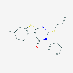 molecular formula C20H20N2OS2 B431112 2-(allylsulfanyl)-7-methyl-3-phenyl-5,6,7,8-tetrahydro[1]benzothieno[2,3-d]pyrimidin-4(3H)-one 