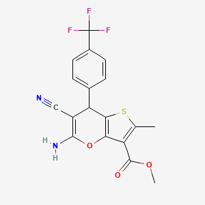 methyl 5-amino-6-cyano-2-methyl-7-[4-(trifluoromethyl)phenyl]-7H-thieno[3,2-b]pyran-3-carboxylate