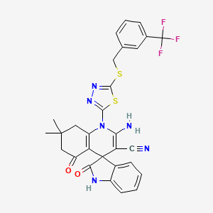 2'-amino-7',7'-dimethyl-2,5'-dioxo-1'-(5-{[3-(trifluoromethyl)benzyl]thio}-1,3,4-thiadiazol-2-yl)-1,2,5',6',7',8'-hexahydro-1'H-spiro[indole-3,4'-quinoline]-3'-carbonitrile