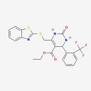 Ethyl 6-[(1,3-benzothiazol-2-ylsulfanyl)methyl]-2-oxo-4-[2-(trifluoromethyl)phenyl]-1,2,3,4-tetrahydropyrimidine-5-carboxylate