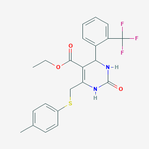 Ethyl 6-{[(4-methylphenyl)sulfanyl]methyl}-2-oxo-4-[2-(trifluoromethyl)phenyl]-1,2,3,4-tetrahydropyrimidine-5-carboxylate