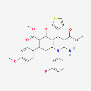 DIMETHYL 2-AMINO-1-(3-FLUOROPHENYL)-7-(4-METHOXYPHENYL)-5-OXO-4-(3-THIENYL)-1,4,5,6,7,8-HEXAHYDRO-3,6-QUINOLINEDICARBOXYLATE