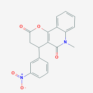 molecular formula C19H14N2O5 B4311196 6-METHYL-4-(3-NITROPHENYL)-2H,3H,4H,5H,6H-PYRANO[3,2-C]QUINOLINE-2,5-DIONE 