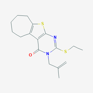 molecular formula C17H22N2OS2 B431120 2-(ethylthio)-3-(2-methyl-2-propenyl)-3,5,6,7,8,9-hexahydro-4H-cyclohepta[4,5]thieno[2,3-d]pyrimidin-4-one 