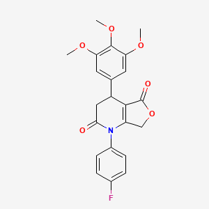 molecular formula C22H20FNO6 B4311210 1-(4-FLUOROPHENYL)-4-(3,4,5-TRIMETHOXYPHENYL)-1H,2H,3H,4H,5H,7H-FURO[3,4-B]PYRIDINE-2,5-DIONE 