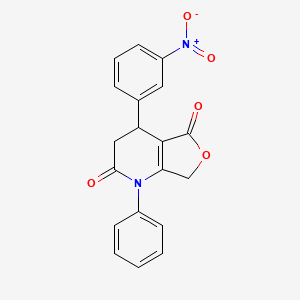 molecular formula C19H14N2O5 B4311235 4-(3-NITROPHENYL)-1-PHENYL-1H,2H,3H,4H,5H,7H-FURO[3,4-B]PYRIDINE-2,5-DIONE 