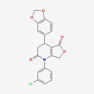 molecular formula C20H14ClNO5 B4311242 4-(1,3-benzodioxol-5-yl)-1-(3-chlorophenyl)-4,7-dihydrofuro[3,4-b]pyridine-2,5(1H,3H)-dione 