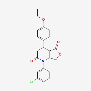 molecular formula C21H18ClNO4 B4311248 1-(3-CHLOROPHENYL)-4-(4-ETHOXYPHENYL)-1H,2H,3H,4H,5H,7H-FURO[3,4-B]PYRIDINE-2,5-DIONE 