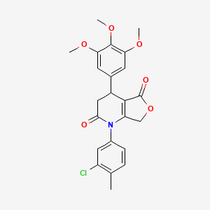 molecular formula C23H22ClNO6 B4311269 1-(3-CHLORO-4-METHYLPHENYL)-4-(3,4,5-TRIMETHOXYPHENYL)-1H,2H,3H,4H,5H,7H-FURO[3,4-B]PYRIDINE-2,5-DIONE 