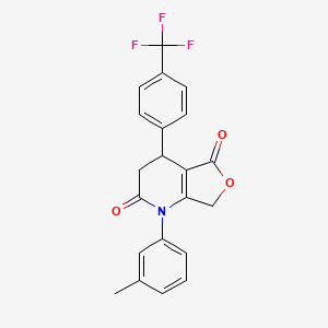 molecular formula C21H16F3NO3 B4311291 1-(3-METHYLPHENYL)-4-[4-(TRIFLUOROMETHYL)PHENYL]-1H,2H,3H,4H,5H,7H-FURO[3,4-B]PYRIDINE-2,5-DIONE 