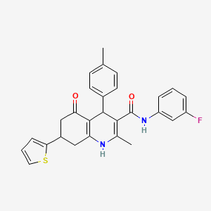 molecular formula C28H25FN2O2S B4311329 N-(3-FLUOROPHENYL)-2-METHYL-4-(4-METHYLPHENYL)-5-OXO-7-(2-THIENYL)-1,4,5,6,7,8-HEXAHYDRO-3-QUINOLINECARBOXAMIDE 