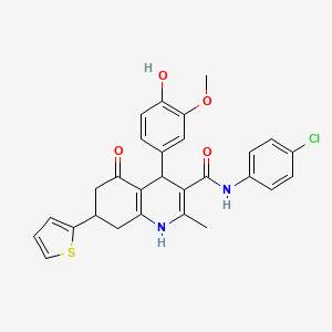 N-(4-CHLOROPHENYL)-4-(4-HYDROXY-3-METHOXYPHENYL)-2-METHYL-5-OXO-7-(2-THIENYL)-1,4,5,6,7,8-HEXAHYDRO-3-QUINOLINECARBOXAMIDE