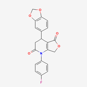 molecular formula C20H14FNO5 B4311353 4-(1,3-benzodioxol-5-yl)-1-(4-fluorophenyl)-4,7-dihydrofuro[3,4-b]pyridine-2,5(1H,3H)-dione 