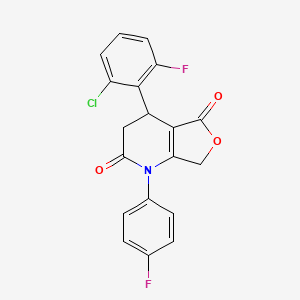 molecular formula C19H12ClF2NO3 B4311358 4-(2-CHLORO-6-FLUOROPHENYL)-1-(4-FLUOROPHENYL)-1H,2H,3H,4H,5H,7H-FURO[3,4-B]PYRIDINE-2,5-DIONE 