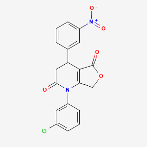 1-(3-CHLOROPHENYL)-4-(3-NITROPHENYL)-1H,2H,3H,4H,5H,7H-FURO[3,4-B]PYRIDINE-2,5-DIONE