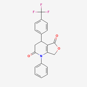 molecular formula C20H14F3NO3 B4311376 1-PHENYL-4-[4-(TRIFLUOROMETHYL)PHENYL]-1H,2H,3H,4H,5H,7H-FURO[3,4-B]PYRIDINE-2,5-DIONE 