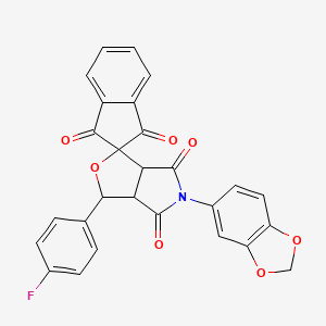 molecular formula C27H16FNO7 B4311410 5-(1,3-benzodioxol-5-yl)-3-(4-fluorophenyl)-3a,6a-dihydrospiro[furo[3,4-c]pyrrole-1,2'-indene]-1',3',4,6(3H,5H)-tetrone 