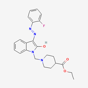 ETHYL 1-{[3-[(Z)-2-(2-FLUOROPHENYL)HYDRAZONO]-2-OXO-1H-INDOL-1(2H)-YL]METHYL}-4-PIPERIDINECARBOXYLATE