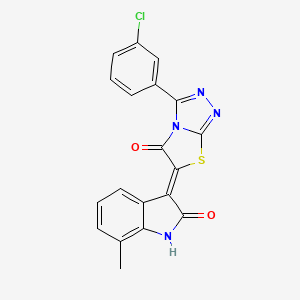 3-(3-CHLOROPHENYL)-6-(7-METHYL-2-OXO-1,2-DIHYDRO-3H-INDOL-3-YLIDEN)[1,3]THIAZOLO[2,3-C][1,2,4]TRIAZOL-5-ONE