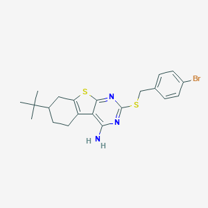 molecular formula C21H24BrN3S2 B431146 2-[(4-Bromobenzyl)sulfanyl]-7-tert-butyl-5,6,7,8-tetrahydro[1]benzothieno[2,3-d]pyrimidin-4-ylamine 