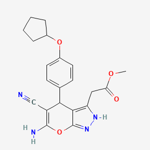 methyl {6-amino-5-cyano-4-[4-(cyclopentyloxy)phenyl]-2,4-dihydropyrano[2,3-c]pyrazol-3-yl}acetate