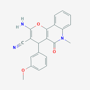 molecular formula C21H17N3O3 B4311461 2-AMINO-4-(3-METHOXYPHENYL)-6-METHYL-5-OXO-5,6-DIHYDRO-4H-PYRANO[3,2-C]QUINOLIN-3-YL CYANIDE 