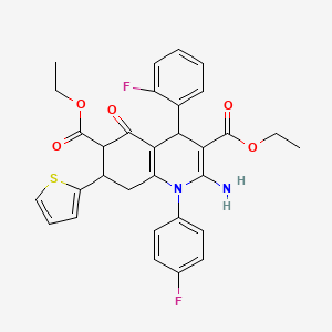 molecular formula C31H28F2N2O5S B4311483 DIETHYL 2-AMINO-4-(2-FLUOROPHENYL)-1-(4-FLUOROPHENYL)-5-OXO-7-(2-THIENYL)-1,4,5,6,7,8-HEXAHYDRO-3,6-QUINOLINEDICARBOXYLATE 