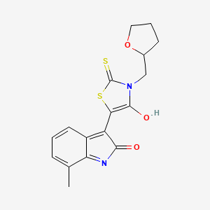 5-(7-METHYL-2-OXO-1,2-DIHYDRO-3H-INDOL-3-YLIDEN)-3-(TETRAHYDRO-2-FURANYLMETHYL)-2-THIOXO-1,3-THIAZOLAN-4-ONE