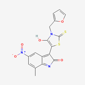 3-(2-FURYLMETHYL)-5-(7-METHYL-5-NITRO-2-OXO-1,2-DIHYDRO-3H-INDOL-3-YLIDEN)-2-THIOXO-1,3-THIAZOLAN-4-ONE