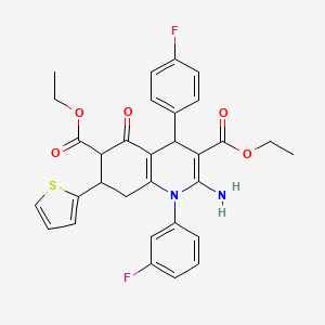 molecular formula C31H28F2N2O5S B4311503 DIETHYL 2-AMINO-1-(3-FLUOROPHENYL)-4-(4-FLUOROPHENYL)-5-OXO-7-(2-THIENYL)-1,4,5,6,7,8-HEXAHYDRO-3,6-QUINOLINEDICARBOXYLATE 