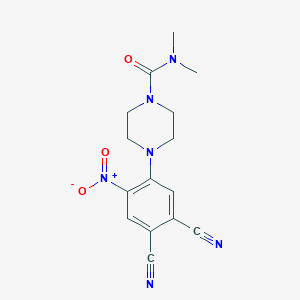 molecular formula C15H16N6O3 B4311535 4-(4,5-dicyano-2-nitrophenyl)-N,N-dimethylpiperazine-1-carboxamide 