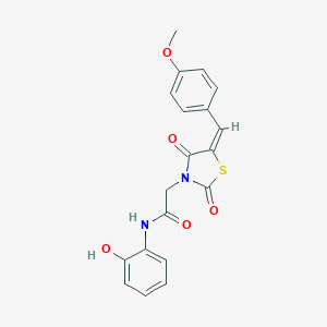 molecular formula C19H16N2O5S B431159 (E)-N-(2-hydroxyphenyl)-2-(5-(4-methoxybenzylidene)-2,4-dioxothiazolidin-3-yl)acetamide 