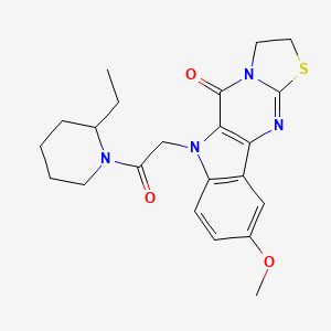 8-[2-(2-ethylpiperidin-1-yl)-2-oxoethyl]-4-methoxy-14-thia-8,11,16-triazatetracyclo[7.7.0.02,7.011,15]hexadeca-1(9),2(7),3,5,15-pentaen-10-one