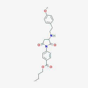 molecular formula C24H28N2O5 B431167 Butyl 4-(3-{[2-(4-methoxyphenyl)ethyl]amino}-2,5-dioxopyrrolidin-1-yl)benzoate CAS No. 367928-94-7