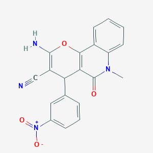 molecular formula C20H14N4O4 B4311673 2-氨基-6-甲基-4-(3-硝基苯基)-5-氧代-5,6-二氢-4H-吡喃并[3,2-c]喹啉-3-腈 