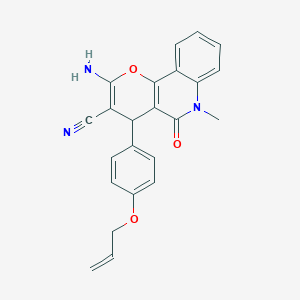 molecular formula C23H19N3O3 B4311681 2-AMINO-6-METHYL-5-OXO-4-[4-(PROP-2-EN-1-YLOXY)PHENYL]-4H,5H,6H-PYRANO[3,2-C]QUINOLINE-3-CARBONITRILE 