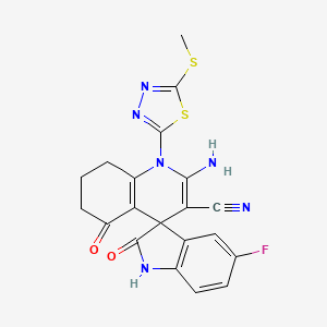 2'-amino-5-fluoro-1'-[5-(methylsulfanyl)-1,3,4-thiadiazol-2-yl]-2,5'-dioxo-1,2,5',6',7',8'-hexahydro-1'H-spiro[indole-3,4'-quinoline]-3'-carbonitrile